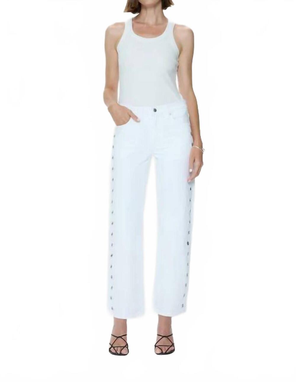 NEW PISTOLA lexi mid rise bowed straight jeans in vivid white